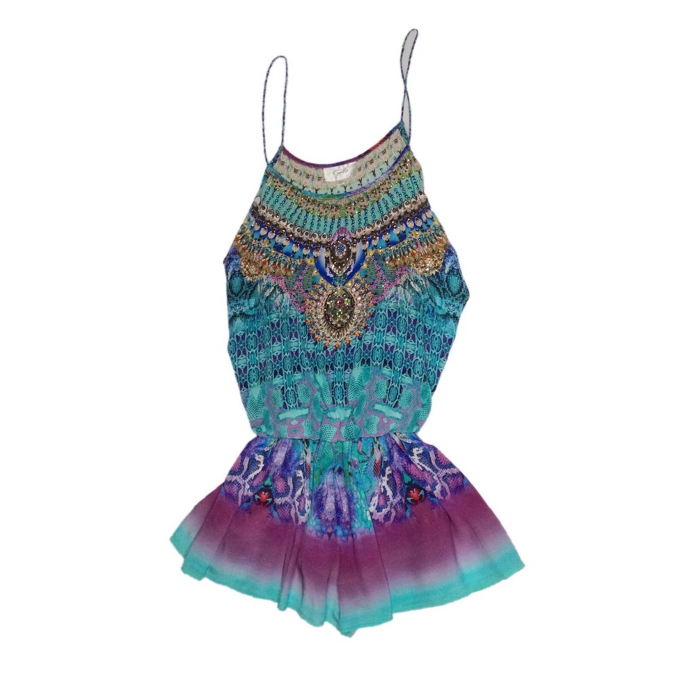 CAMILLA Beautiful Beaded Shoe-String Romper